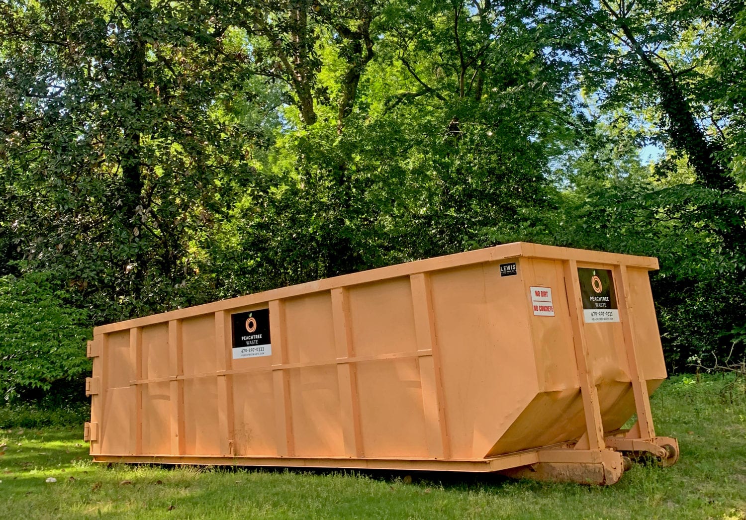 dumpster in the grass